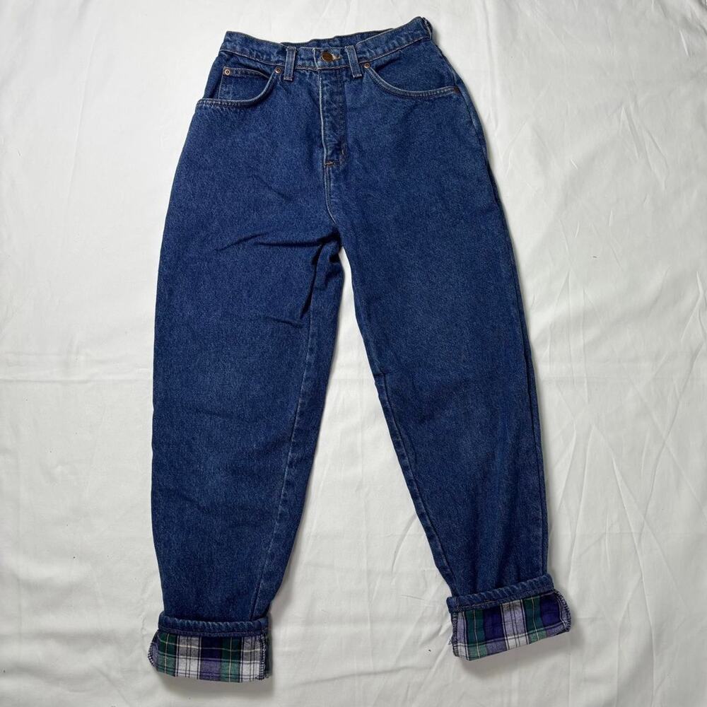 Plaid fleece lined jeans